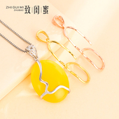 项链万能吊坠托S925纯银吊坠空托项坠随形吊坠扣镶蜜蜡绿松石银托