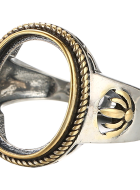 复古霸气风18k金绿松石戒指空托