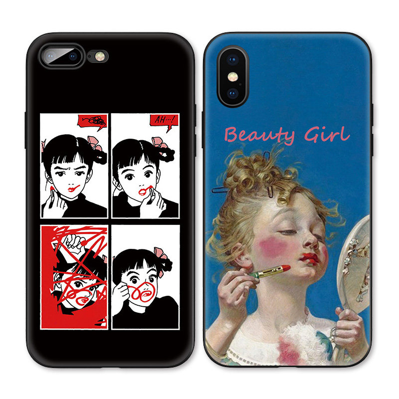 搞怪小公主涂口红个性可爱适用iphonexs max手机壳x苹果xr/8p/7/6