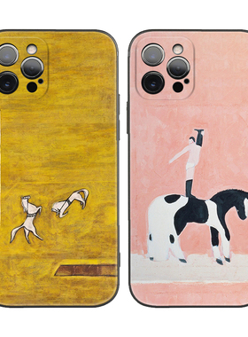 Sanyu常玉双马油画马戏团马上英雄适用iPhone17Pro/16软壳15promax/14plus苹果13mini手机壳12/11