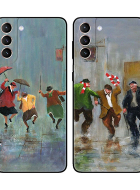 雨中跳舞年轻的心文艺复古油画适用三星S21/S22pro/S23ULTRA/S25至尊/S24FE手机壳SamsungNOTE20软壳