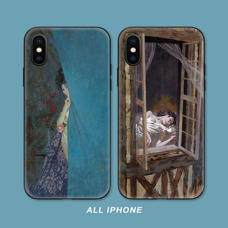 美术生性感美女油画欧美风适用iPhoneXS Max手机壳X苹果XR/8p/7/6