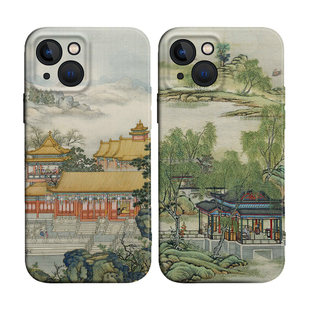 圆明园山水楼阁中国风故宫国画适用iPhone17Promax防摔16pro软壳15/14plus苹果13mini手机壳12/11