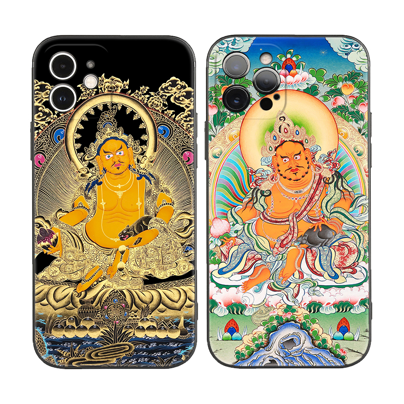 黄财神唐卡中国风古韵适用iPhone16Promax软壳15pro/14plus苹果13mini手机壳12/11