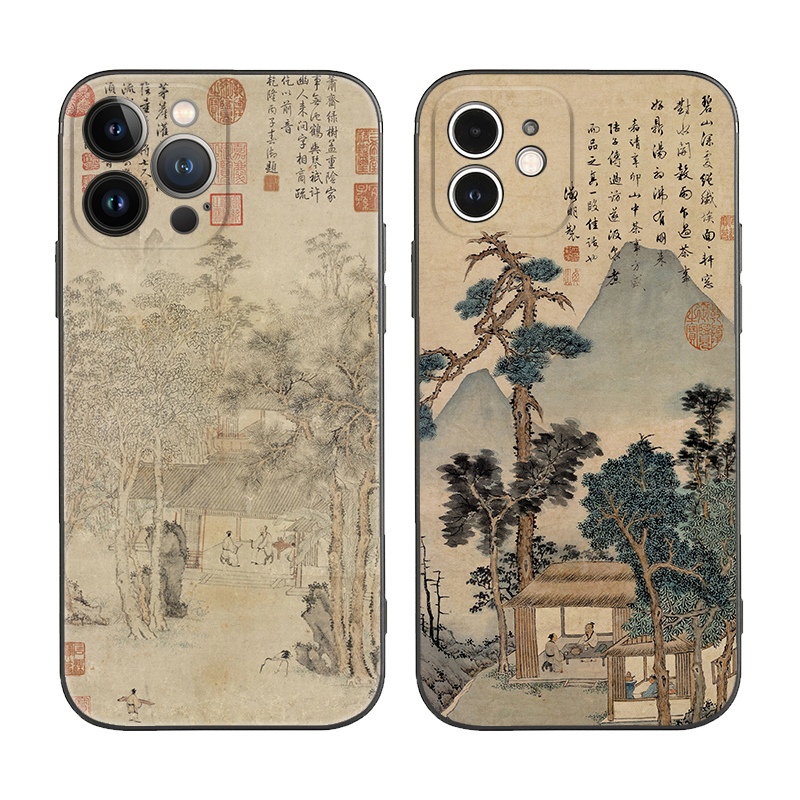 苹果iPhone16硅胶古风书画茶趣