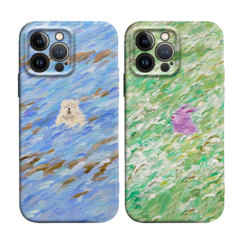 苹果iPhone16风中凌乱小狗油画