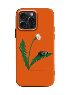 花下眠北欧ins风橙色小清新插画适用iPhone17Promax防摔16pro软壳15/14plus苹果13mini手机壳12/11