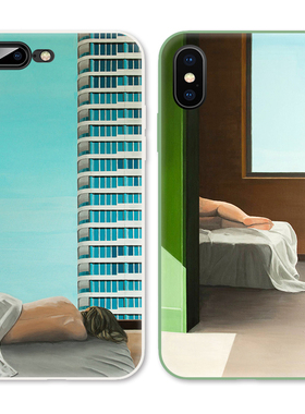 ins风小众睡觉少女人体油画适用iPhone XS Max手机壳X苹果XR/678p