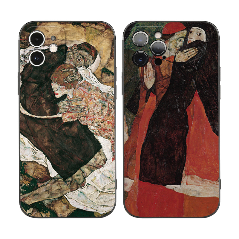 席勒名画主教与修女艺术生适用iPhone16Promax防摔17pro软壳15/14plus苹果13mini手机壳12/11