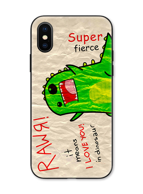 绿色皱褶小恐龙卡通情侣款适用iPhone XS Max苹果16软壳15/14pro手机壳678plus