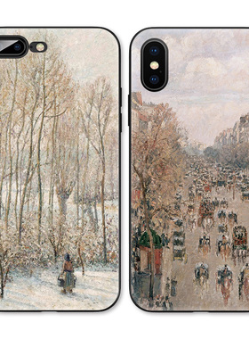 毕沙罗油画复古文艺冷淡风适用iPhone XS Max苹果16软壳15/14pro手机壳678plus防摔X
