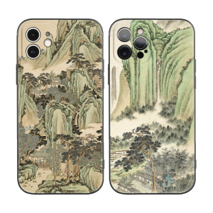 清代永瑢山水画故宫国画中国风适用iPhone XS Max苹果16/15菲林软壳14pro手机壳678plus