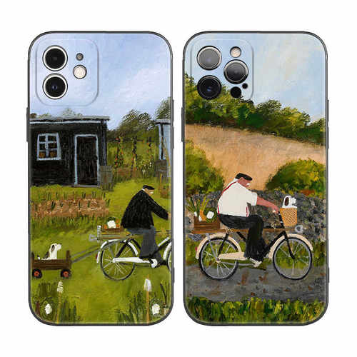 苹果iPhoneXSMAX老人遛狗油画
