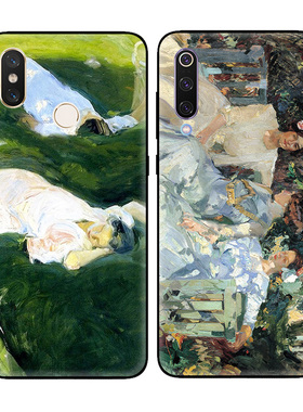 绿色闺蜜少女抽象油画文艺适用小米9pro手机壳9SE米8青春软壳cc9e