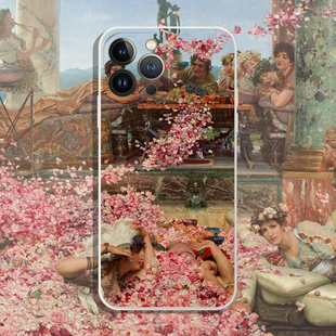 世界名画窒息的玫瑰浪漫主义油画适用iPhone XS Max苹果17/16软壳15pro防摔14手机壳678plus