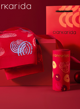 clarkarida男士红内裤男生纯棉大红色蛇年生肖本命年平角短裤礼盒