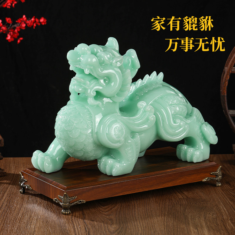 玉石招财貔貅摆件皮丘一对客厅装饰品家居风水办公室摆设开业礼品