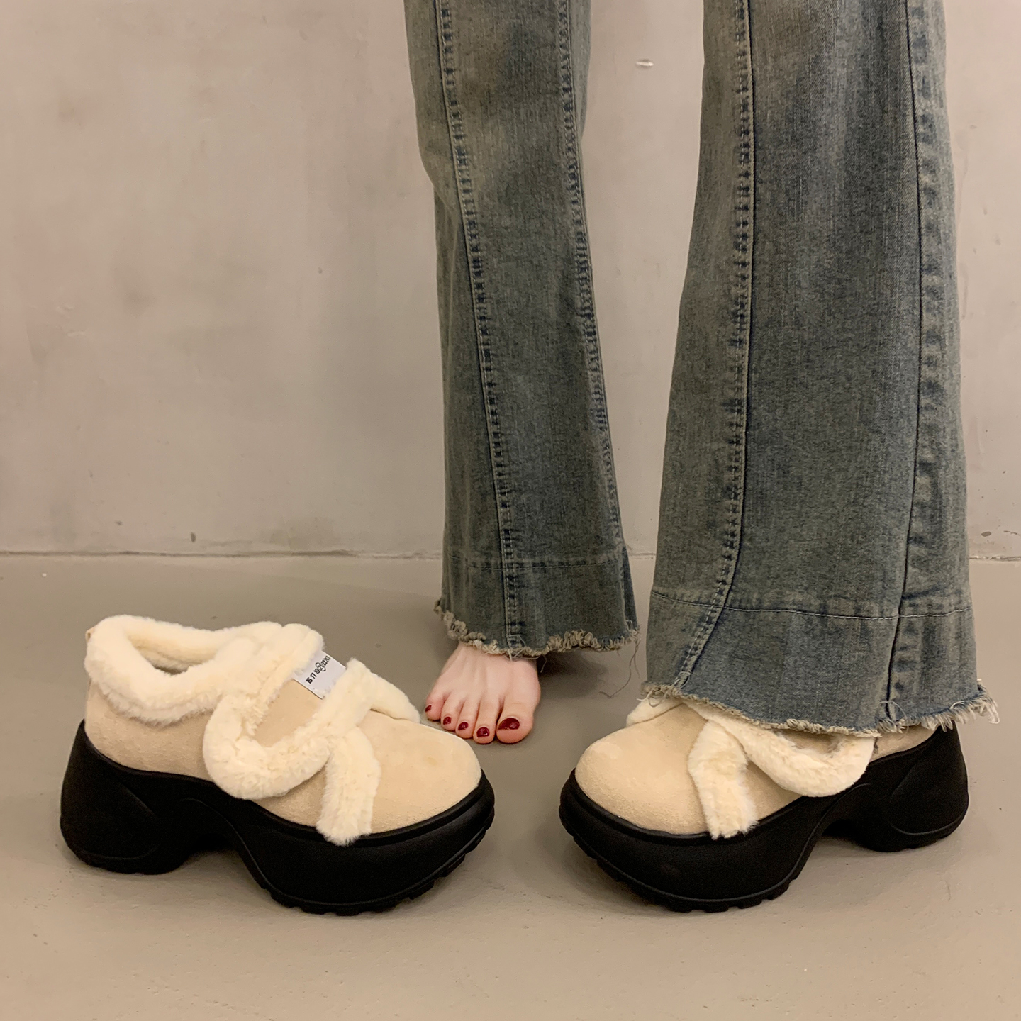 厚底雪地靴棉鞋女冬外穿加绒加厚2025新款皮毛一体保暖东北面包鞋