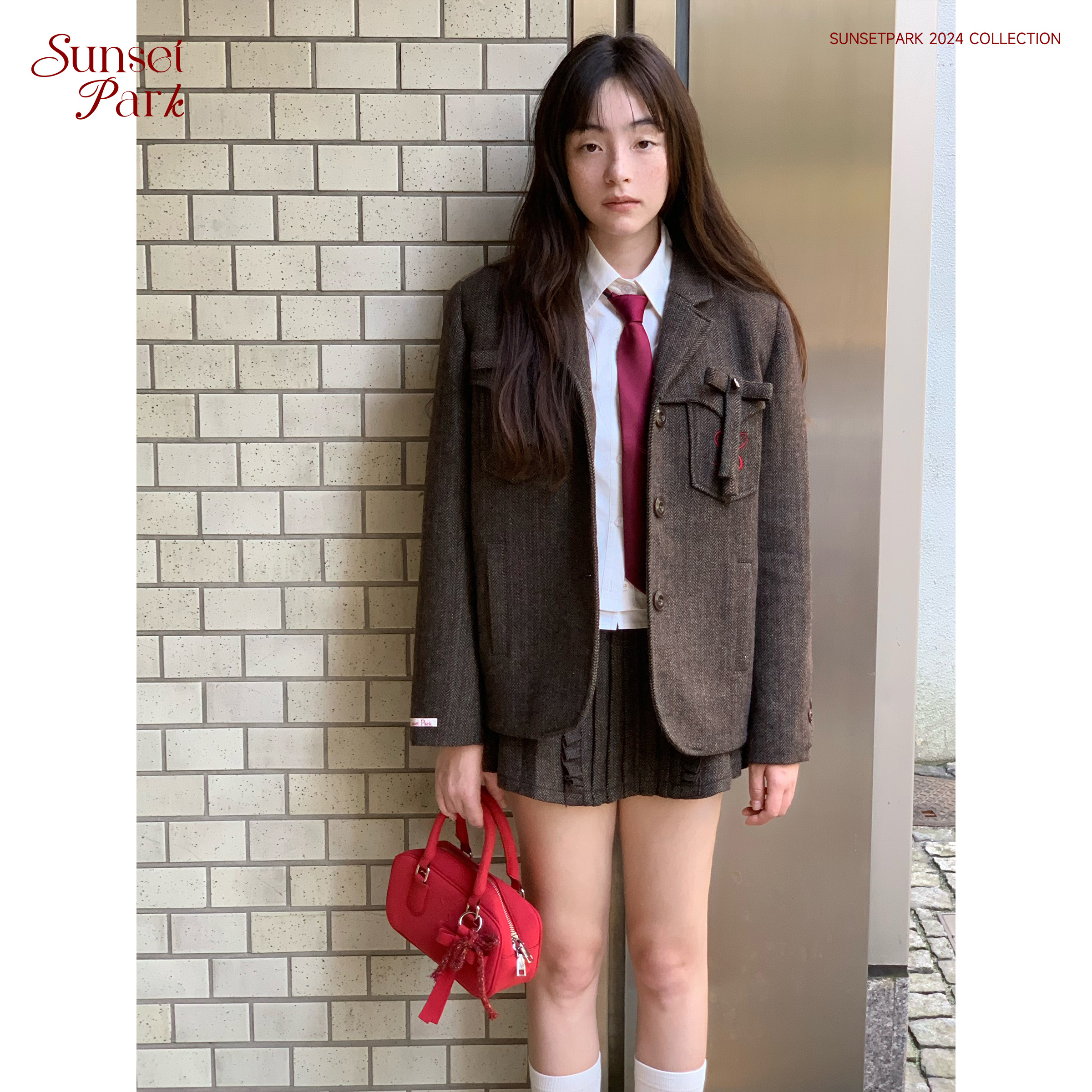 SunsetPark棕色学院西装套装