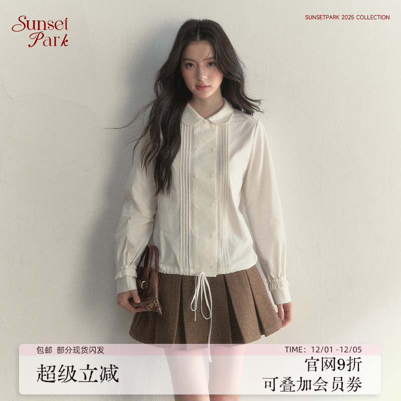 娃娃感双排扣少女感衬衫