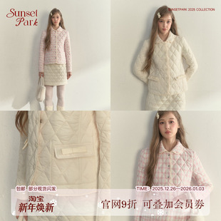 奶油双面穿菱格娃娃领内胆上衣半裙冬 日落公园 SunsetPark Daily
