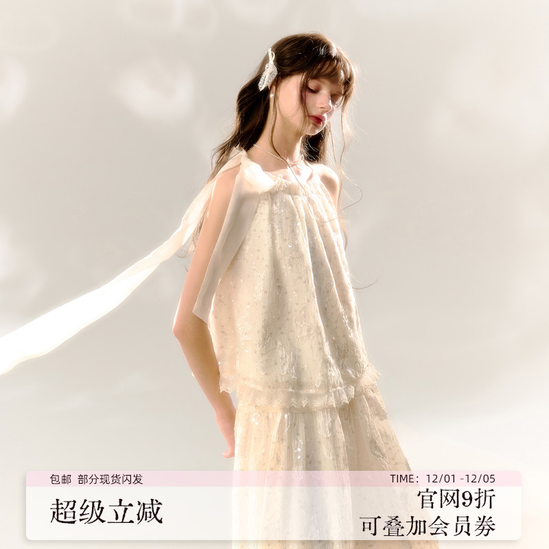 SunsetPark东方白玉蝴蝶蕾丝套装