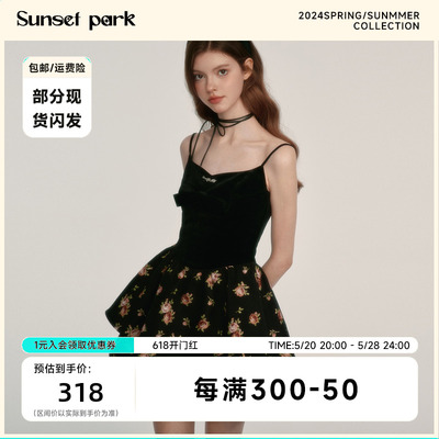 SunsetPark丝绒蔷薇生日裙