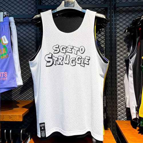男双面穿背心篮球服上衣印花球衣