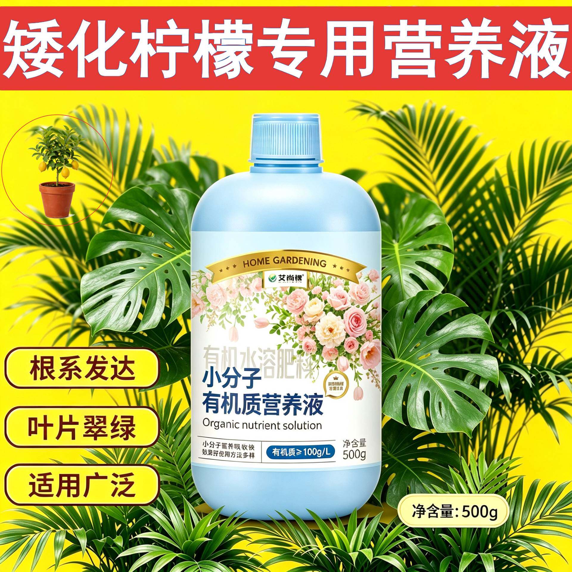 矮化柠檬专用小分子有机质营养液浓缩高效家用园艺叶绿花艳适用