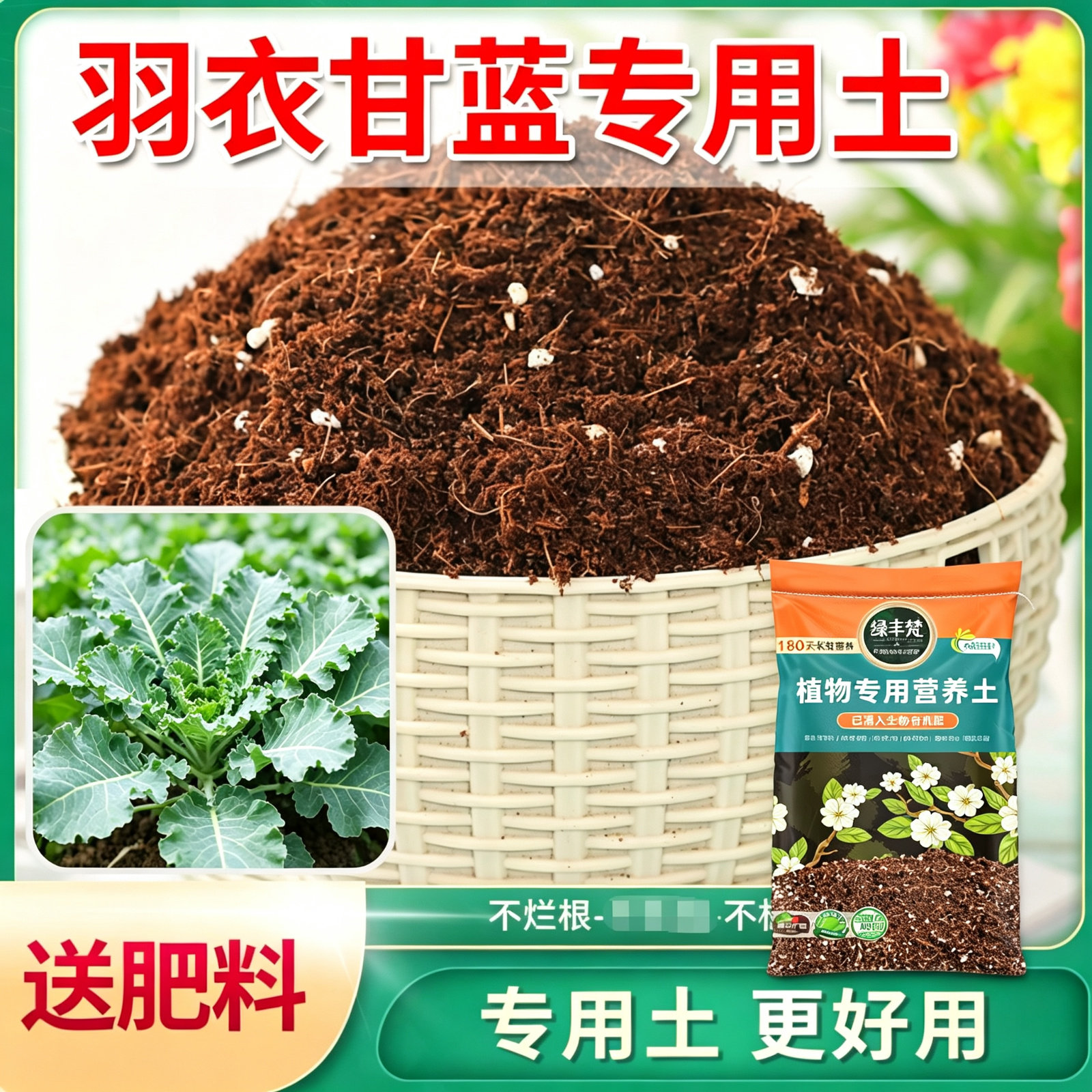 羽衣甘蓝专用轻质土疏松透气阳台盆栽蔬菜营养土种植土
