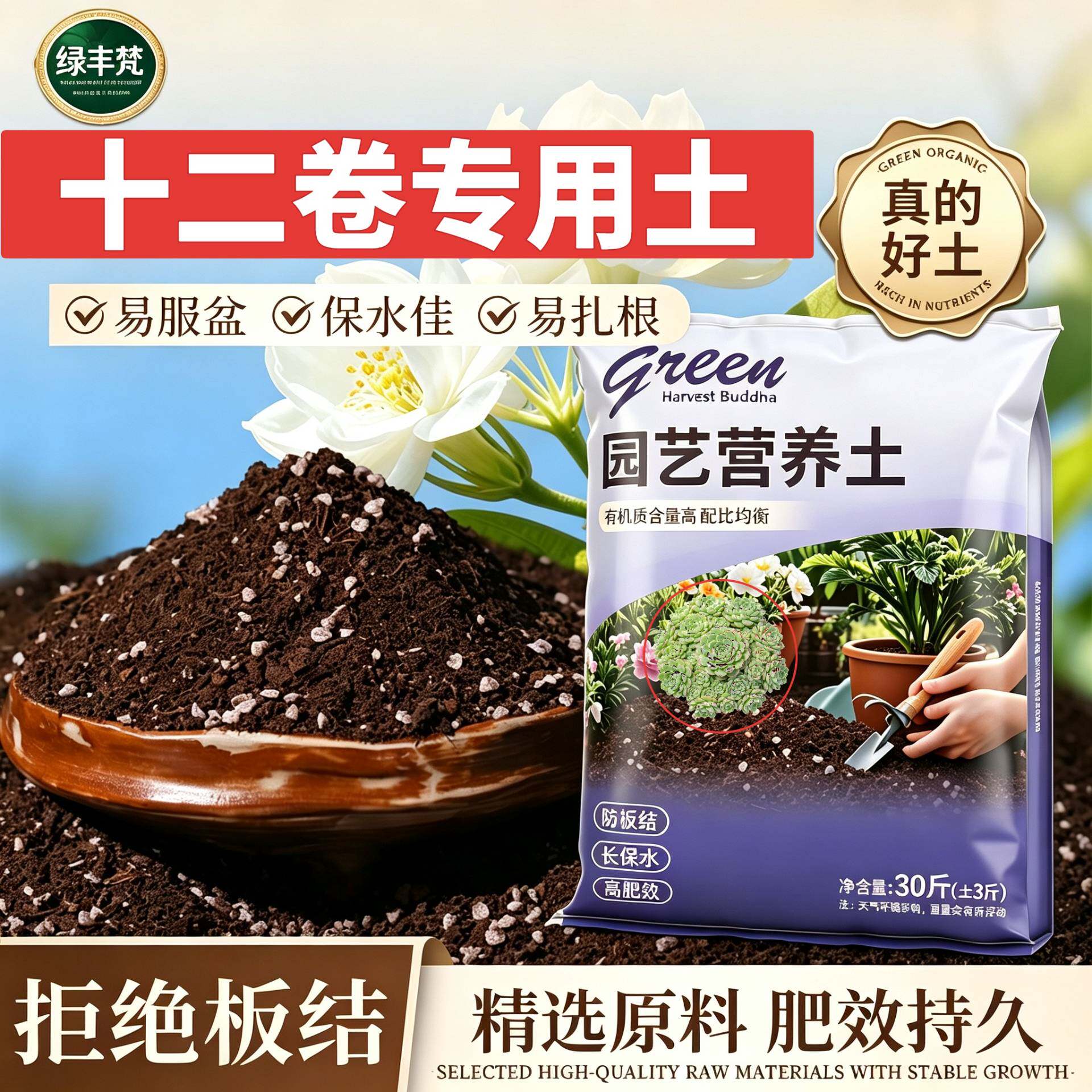 十二卷适用种植土保水锁肥菜园大包无菌防徒长喜酸盆栽增色观叶