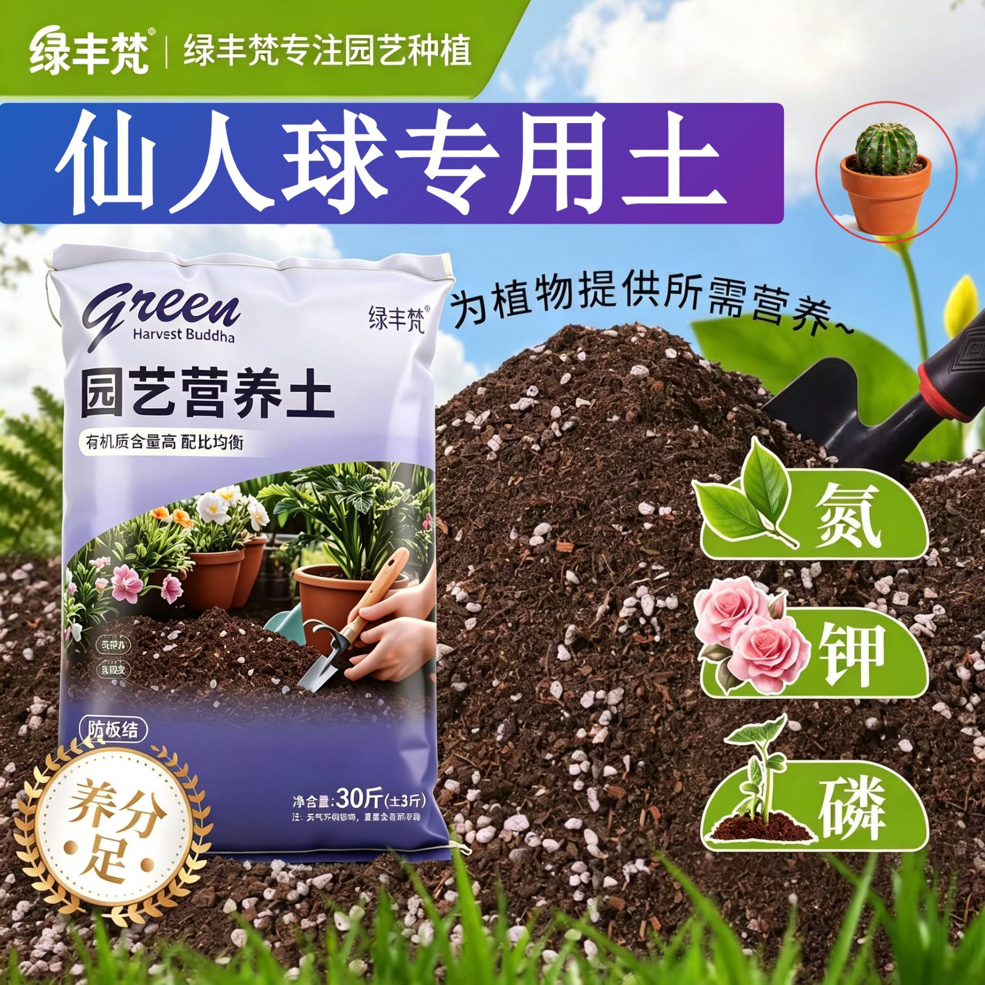 仙人球适用栽培土不闷根盆景包邮有机绿叶观叶育苗防徒长室内无菌