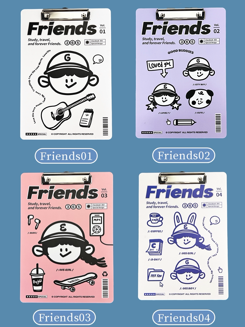 shibook木质可挂式防夹简笔画系列a4文件试卷资料收纳夹板板夹学