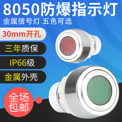 金属头IP66级防爆隔爆BD8050信号灯LED防爆电源指示220V380V24V