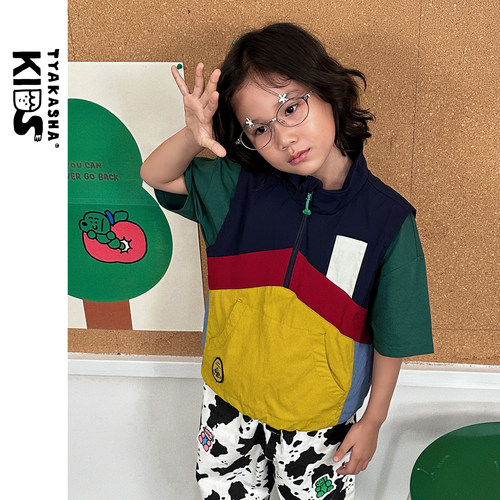 TYAKASHAKIDS塔卡沙童款拼色马甲