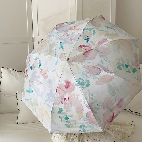 高颜值乱花渐欲！小金钩彩胶防晒伞女防紫外线晴雨两用雨伞遮阳伞