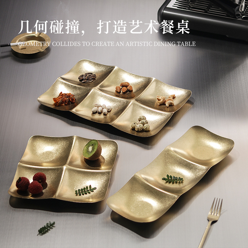 不锈钢分格零食盘水果拼盘菜盘子