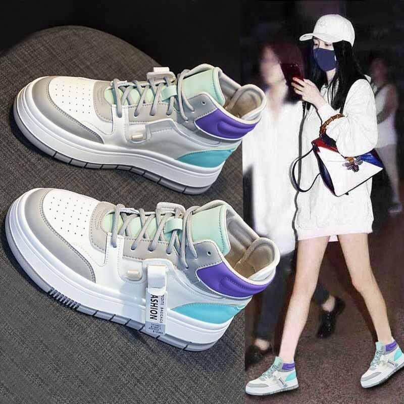 迈耐克斯官方真皮爆款高帮鞋女鞋2026年新款厚底休闲秋冬季运动鞋