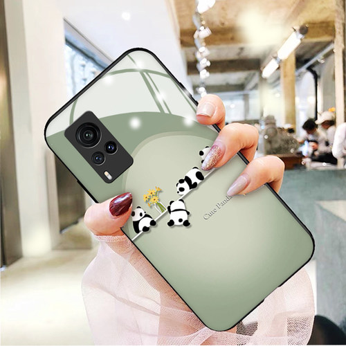 灯下熊猫卡通创意玻璃硅胶手机壳