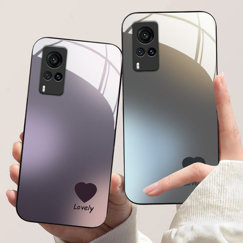 爱心炫彩情侣玻璃硅胶简约手机壳