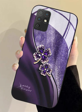 水晶四叶草适用华为荣耀play6tpro手机壳高级简约magic5活力4pro玻璃硅胶x10max新款x20se女30plus畅玩保护套