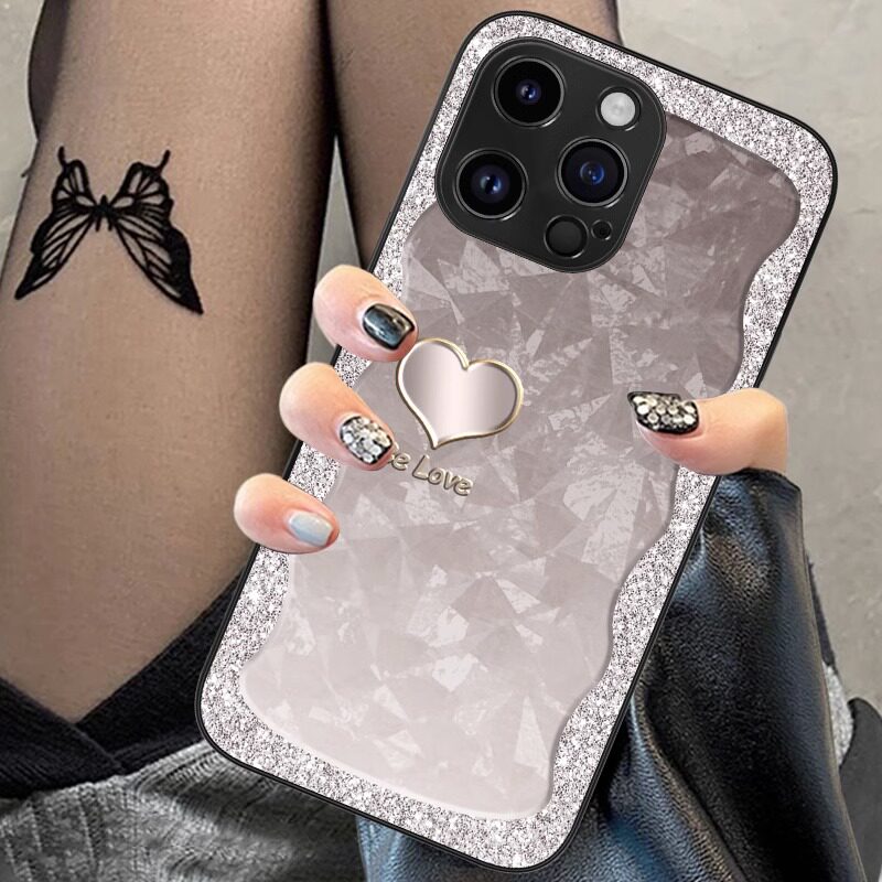 银琉爱心适用苹果14promax手机壳iphone15新款女13mini奢华12高级11玻璃xsmax防摔xr网红se3外78plus保护套6s