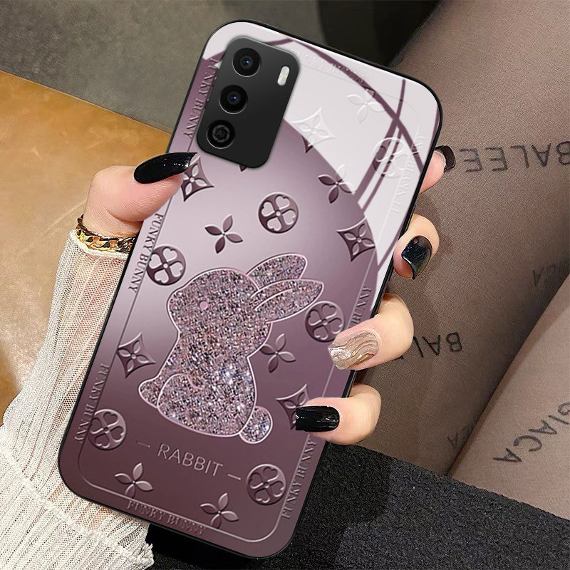 闪耀兔简约潮牌玻璃硅胶手机壳