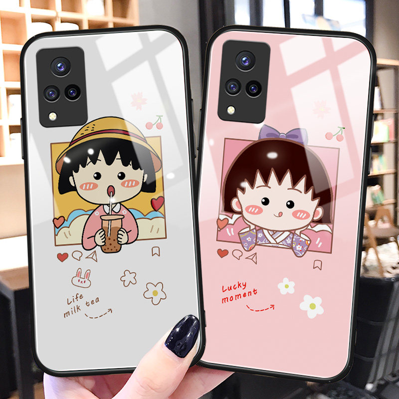 樱桃小丸子vivos9手机壳硅胶软s9e保护套y31s玻璃适用s7女生可爱s7e超薄iqooU3卡通新款vivoy30防摔全包y52s