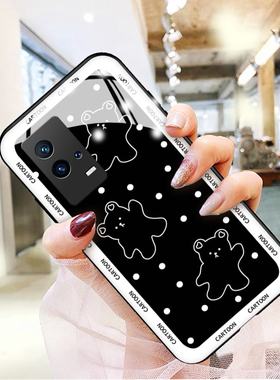 框框小熊适用vivoiqoo10手机壳iqoo9pro保护套7玻璃8高级iqooneo5se情侣iqoopro女新款iqoou5卡通可爱iqooz3