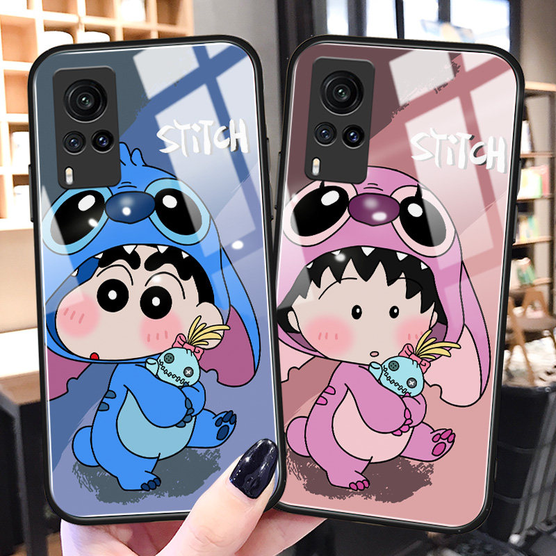 史迪仔皮套vivox60手机壳新款x60pro+日系卡通vivoy30情侣玻璃y52s硅胶y31s男iqooU3保护套proplus适用xplay6