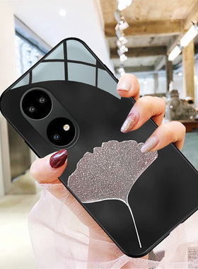 银杏华为p50手机壳适用mate40pro+高级新款p30玻璃中国风mate30男女生硅胶p30保护套por黑色mete防摔全包pr0