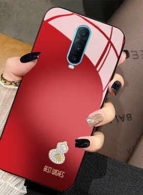鸿运葫芦适用oppor17pro手机壳k10新款r15x简约高级a95a93s玻璃a72a92s硅胶防摔a97a57女k1k9红色保护套a11x
