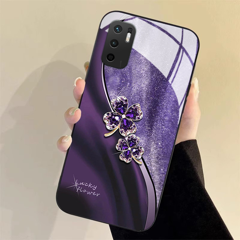 水晶四叶草适用红米note12手机壳note11epro高级简约note10pro+玻璃硅胶note9新款4g版5g女8防摔10xpro保护套