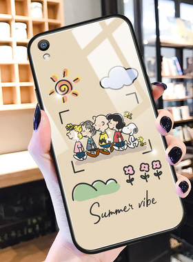 史努比oppor9手机壳玻璃r9splus可爱趣味r7s卡通适用oppoa11x硅胶动漫a9x网红plus防摔a7x男女款a5s保护套a3s